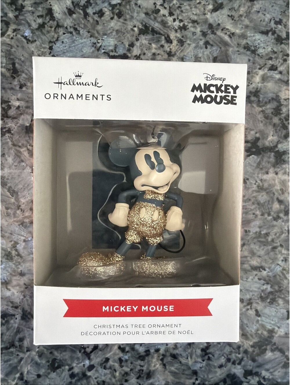 Hallmark Disney Mickey Mouse Sparkling Gold Glitter Christmas Ornament